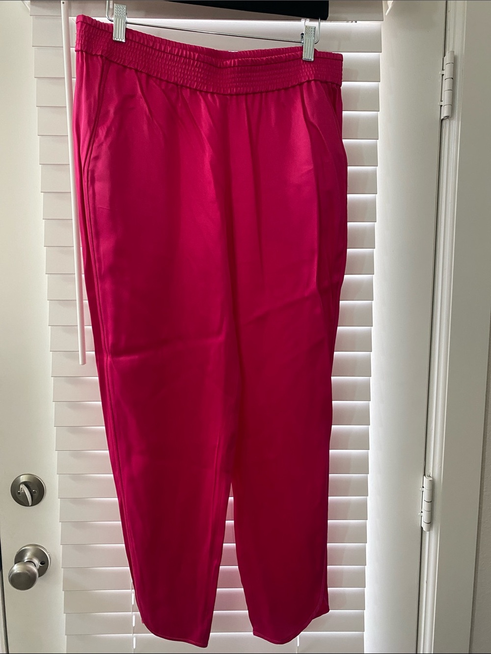 Zara Bright Pink Elastic Waist Women's Pants with Pockets